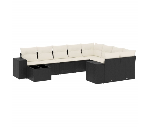Set de sofás de jardín 10 pzas cojines ratán sintético negro