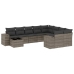 Set de sofás de jardín 10 pzas con cojines ratán sintético gris