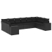 Set de sofás de jardín 10 pzas cojines ratán sintético negro