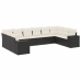 Set de sofás de jardín 10 pzas cojines ratán sintético negro
