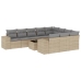 Set de sofás de jardín 11pzas con cojines ratán sintético beige