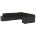 Set de sofás de jardín 10 pzas cojines ratán sintético negro