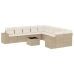 Set de sofás de jardín 11pzas con cojines ratán sintético beige