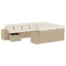 Set de sofás de jardín 11pzas con cojines ratán sintético beige