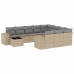 Set de sofás de jardín 11pzas con cojines ratán sintético beige
