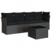 Set de muebles de jardín 5 pzas y cojines ratán sintético negro