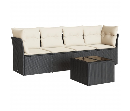 Set de muebles de jardín 5 pzas y cojines ratán sintético negro