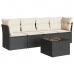 Set de muebles de jardín 5 pzas y cojines ratán sintético negro