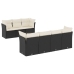 Set de sofás de jardín 8 piezas y cojines ratán sintético negro
