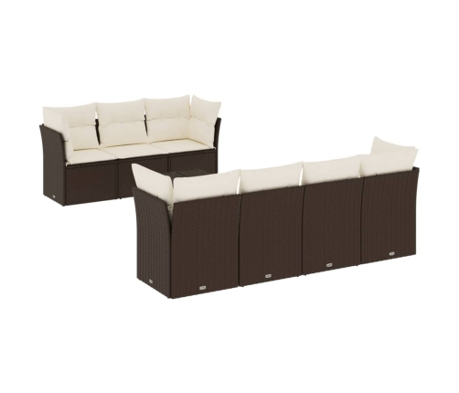 Set sofás de jardín 8 piezas y cojines ratán sintético marrón