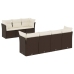 Set sofás de jardín 8 piezas y cojines ratán sintético marrón