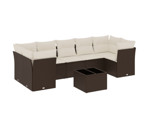Set sofás de jardín 8 piezas y cojines ratán sintético marrón
