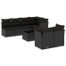 Set de sofás de jardín 8 piezas y cojines ratán sintético negro