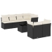 Set de sofás de jardín 8 piezas y cojines ratán sintético negro