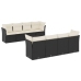 Set de sofás de jardín 8 piezas y cojines ratán sintético negro