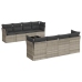 Set muebles jardín 9 pzas y cojines ratán sintético gris claro