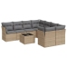 Set de sofás de jardín 9 pzas con cojines ratán sintético beige