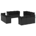 Set de sofás de jardín 12 piezas cojines ratán sintético negro