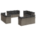 Set de sofás de jardín 12 pzas con cojines ratán sintético gris