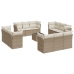 Set sofás de jardín con cojines 13 pzas ratán sintético beige