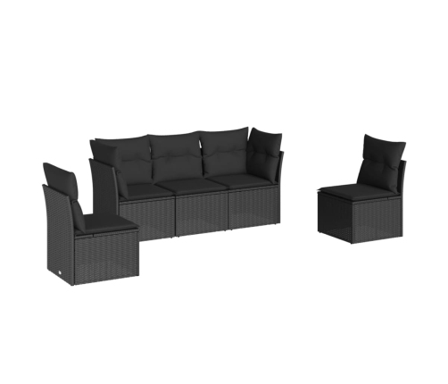 Set de muebles de jardín 5 pzas y cojines ratán sintético negro