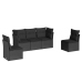 Set de muebles de jardín 5 pzas y cojines ratán sintético negro