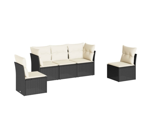Set de muebles de jardín 5 pzas y cojines ratán sintético negro