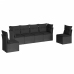 Set de sofás de jardín 6 piezas y cojines ratán sintético negro