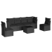 Set de comedor de jardín 7 pzas y cojines ratán sintético negro