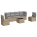 Set sofás de jardín 7 piezas y cojines ratán sintético beige