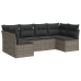 Set de muebles de jardín 6 pzas y cojines ratán sintético gris