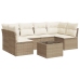 Set sofás de jardín 7 piezas y cojines ratán sintético beige