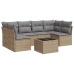 Set sofás de jardín 7 piezas y cojines ratán sintético beige
