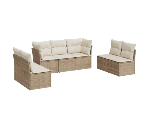 Set sofás de jardín 7 piezas y cojines ratán sintético beige