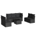 Set de sofás de jardín 8 piezas y cojines ratán sintético negro