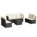Set de sofás de jardín 8 piezas y cojines ratán sintético negro