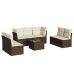 Set sofás de jardín 8 piezas y cojines ratán sintético marrón