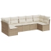 Set sofás de jardín 7 piezas y cojines ratán sintético beige