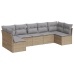 Set sofás de jardín 7 piezas y cojines ratán sintético beige