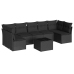Set de sofás de jardín 8 piezas y cojines ratán sintético negro