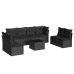 Set de sofás de jardín 8 piezas y cojines ratán sintético negro