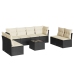 Set de sofás de jardín 8 piezas y cojines ratán sintético negro