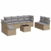Set de sofás de jardín 9 pzas con cojines ratán sintético beige