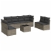 Set de muebles de jardín 9 pzas y cojines ratán sintético gris