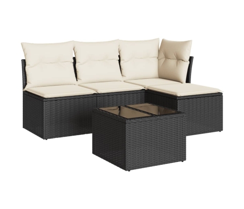 Set de muebles de jardín 5 pzas y cojines ratán sintético negro