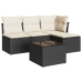 Set de muebles de jardín 5 pzas y cojines ratán sintético negro