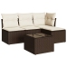 Set comedor de jardín 5 piezas y cojines ratán sintético marrón