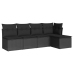Set de muebles de jardín 5 pzas y cojines ratán sintético negro