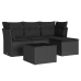 Set de muebles de jardín 5 pzas y cojines ratán sintético negro