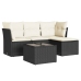 Set de muebles de jardín 5 pzas y cojines ratán sintético negro